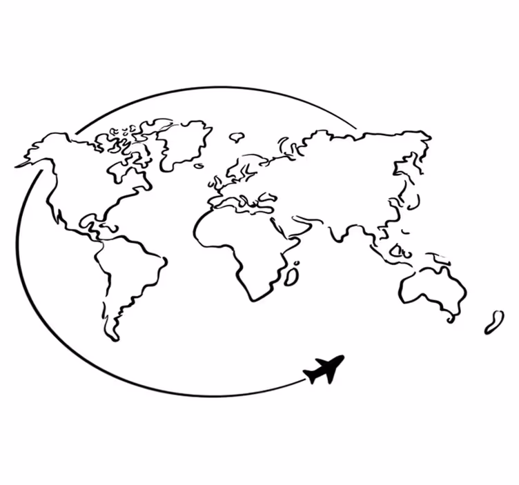Vinylový kvoberec s mapou sveta letový kruh - Tenstickers