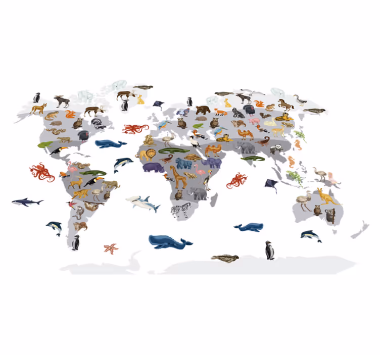 Vinylový koberec s mapou sveta v severskom štýle - Tenstickers