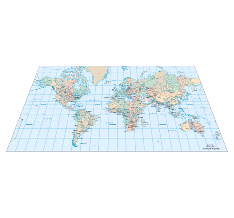 Vinylový koberec s mapou sveta anglický rozvrh - Tenstickers