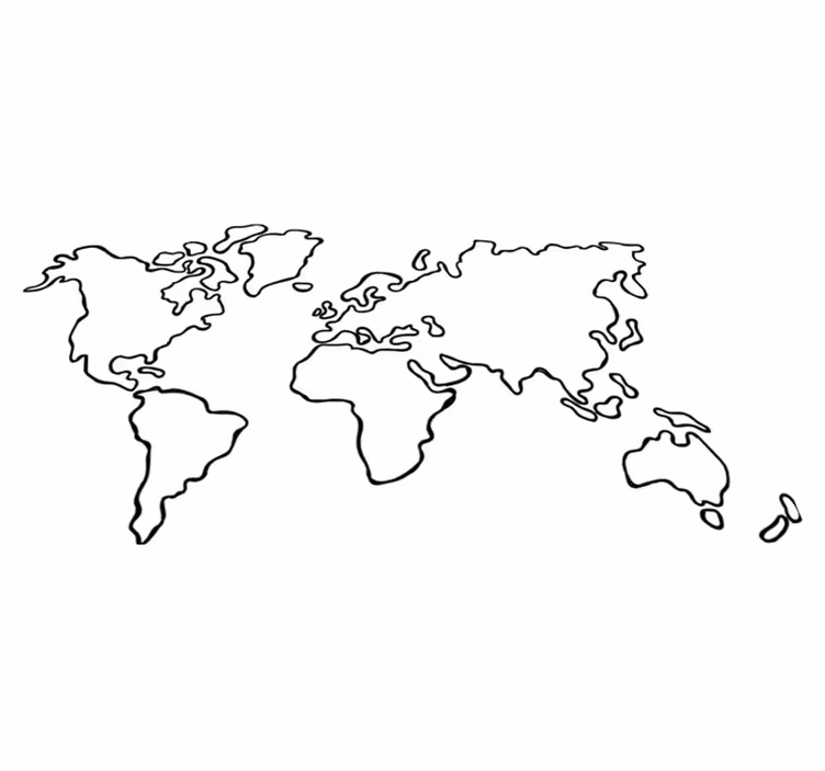 Vinylový koberec s mapou sveta politická monofarebná mapa - Tenstickers