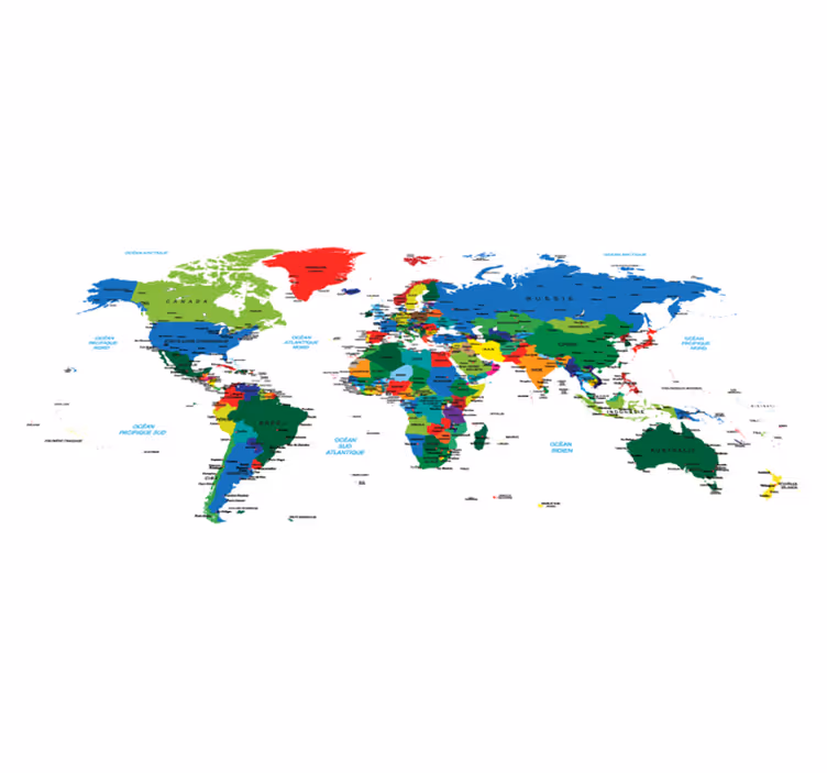 Vinylový koberec s mapou sveta v farbách sveta - Tenstickers