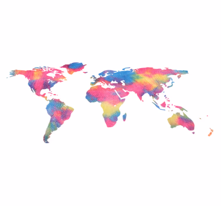Vinylový koberec s mapou sveta v batikovanom dizajne - Tenstickers