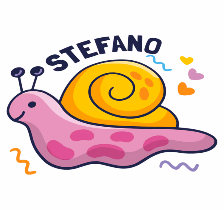 Detský vinylový koberec farebná slimáčica s menom - Tenstickers