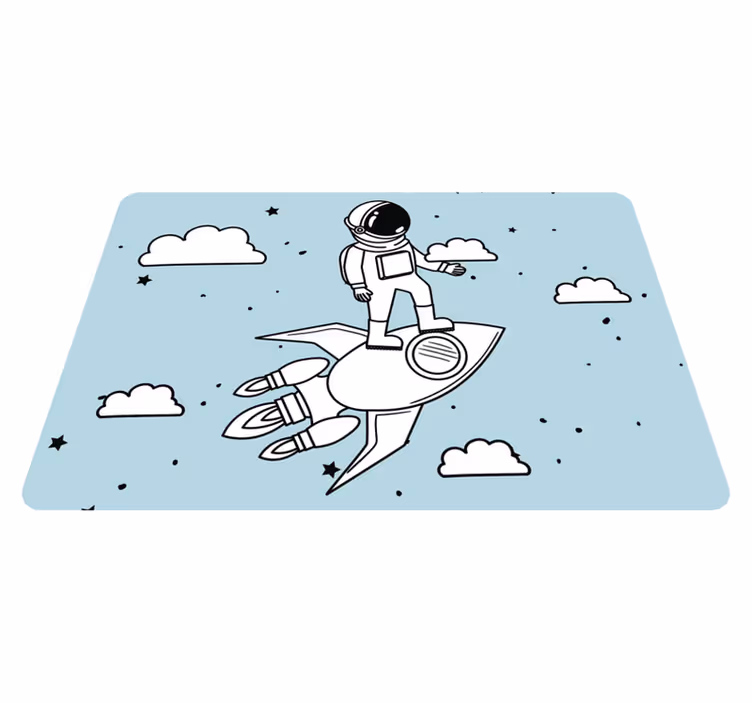 Detský vinylový koberec s raketou astronautom a hviezdami - Tenstickers