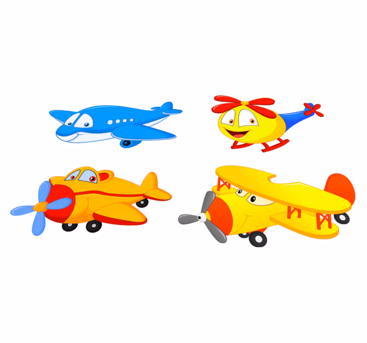 Detský vinylový koberec s lietadlami a helikoptérami - Tenstickers