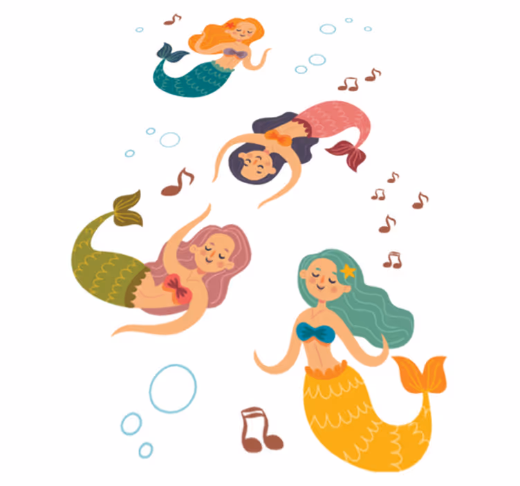 Vinylový koberec do kúpeľne tancujúce morské panny - Tenstickers