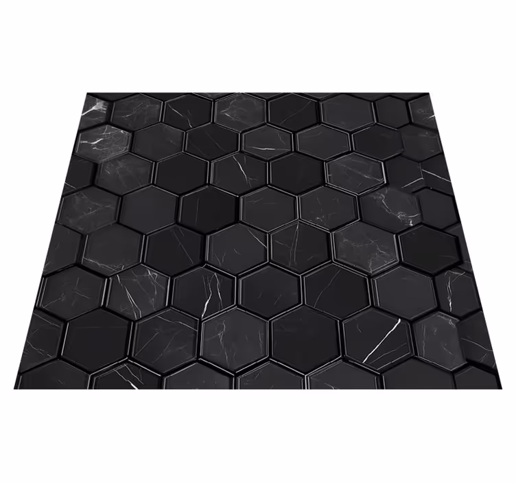 Vinylový koberec do kúpeľne hexagon čierny - Tenstickers