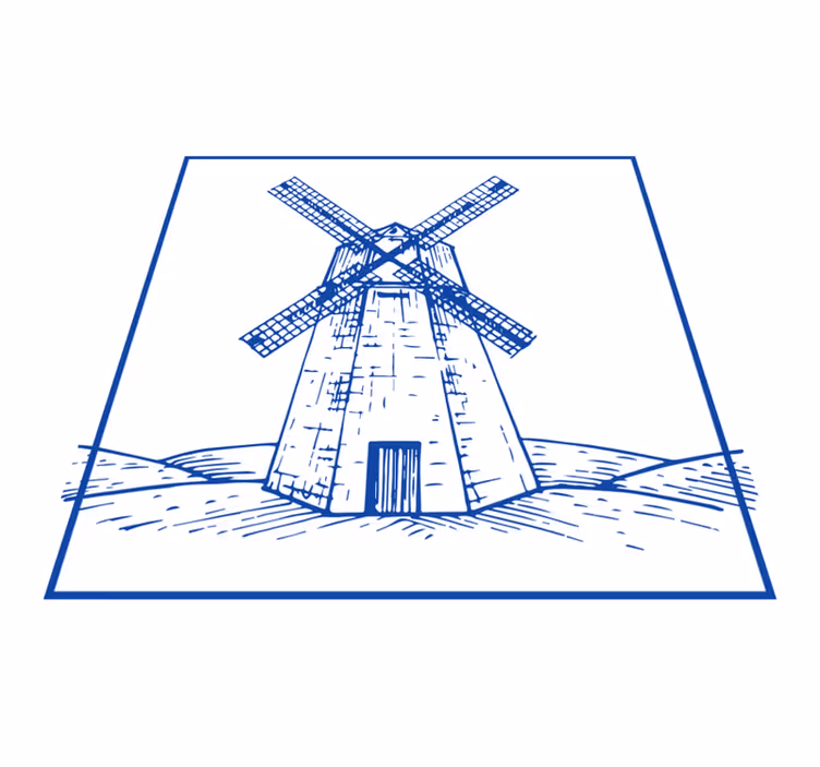 Vinylový koberec do kuchyne modrý mlyn z delftu - Tenstickers