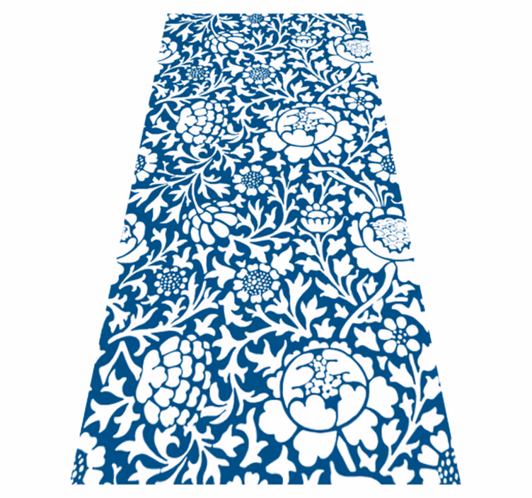 Vinylový koberec do kuchyne morská modrá flora - Tenstickers