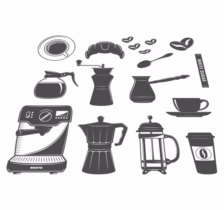 Vinylový koberec do kuchyne kávový set menu - Tenstickers