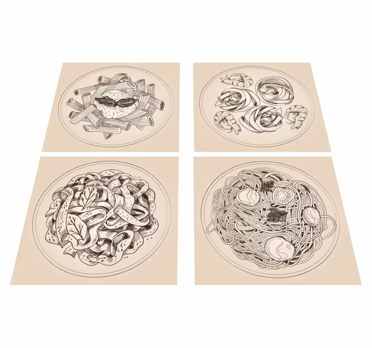 Vinylový koberec do kuchyne s ozdobnými taniermi - Tenstickers