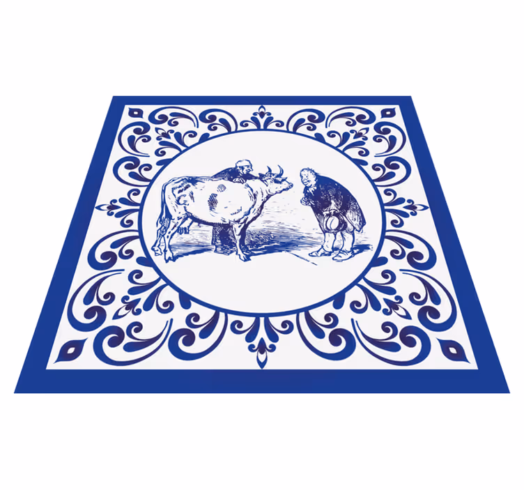Vinylový koberec do kuchyne muži a kravy - Tenstickers
