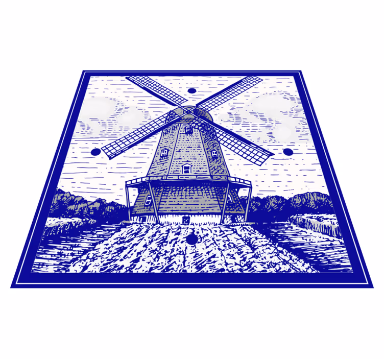 Vinylový koberec do kuchyne delft modrý - Tenstickers