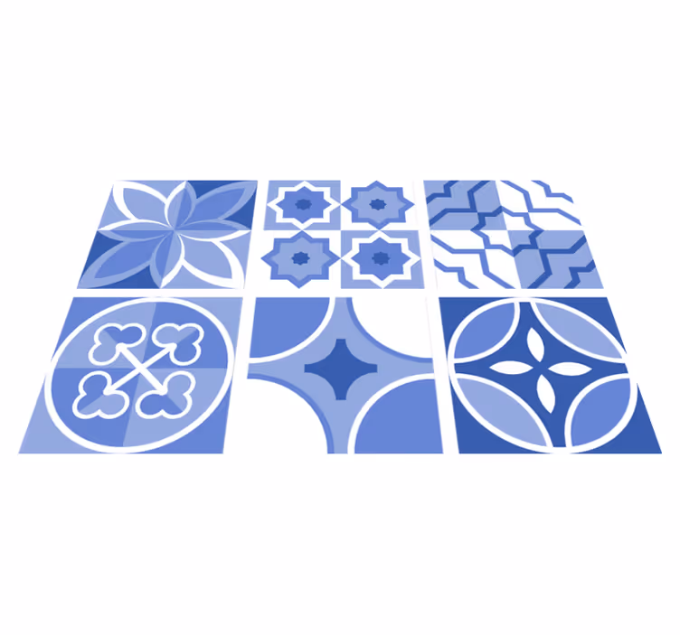Vinylový koberec do kuchyne s dlažbou azulejos cindito - Tenstickers