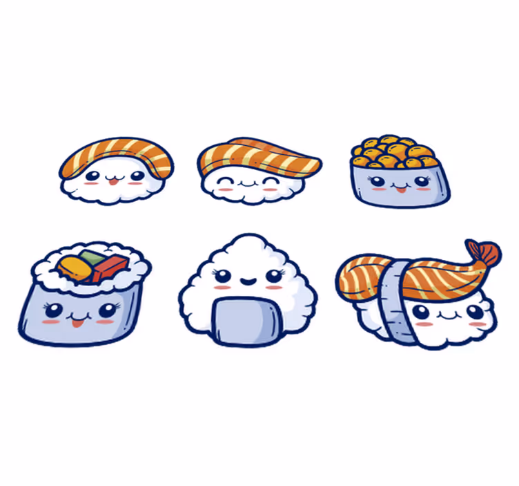 Vinylový koberec do kuchyne roztomilé sushi - Tenstickers