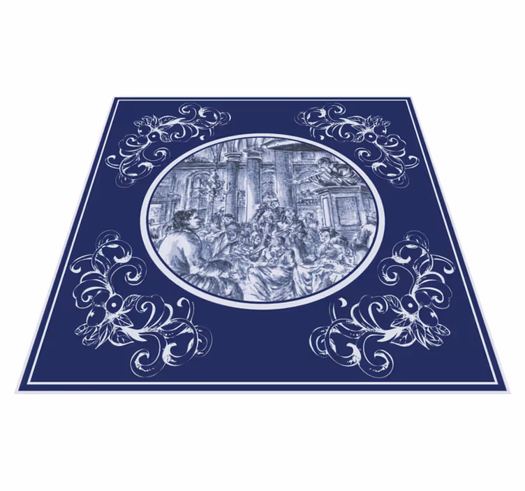 Vinylový koberec do kuchyne modrí delfti v dave - Tenstickers