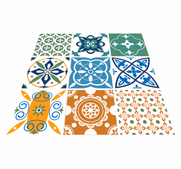 Vinylový koberec do kuchyne s mixom porcelánových dlažieb - Tenstickers