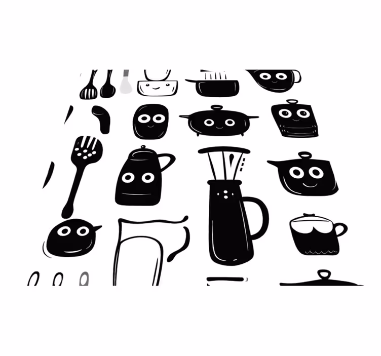 Vinylový koberec do kuchyne s čiernymi nástrojmi - Tenstickers
