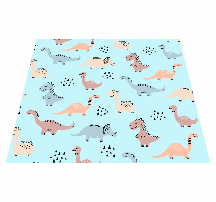 Vinylový koberec do spálne s modrým pozadím a dinosaurusmi - Tenstickers