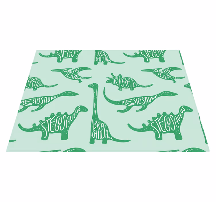 Vinylový koberec do spálne s menami zelených dinosaurov - Tenstickers