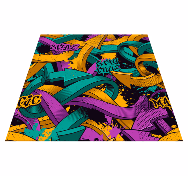 Vinylový koberec do spálne s realistickým graffiti motívom - Tenstickers