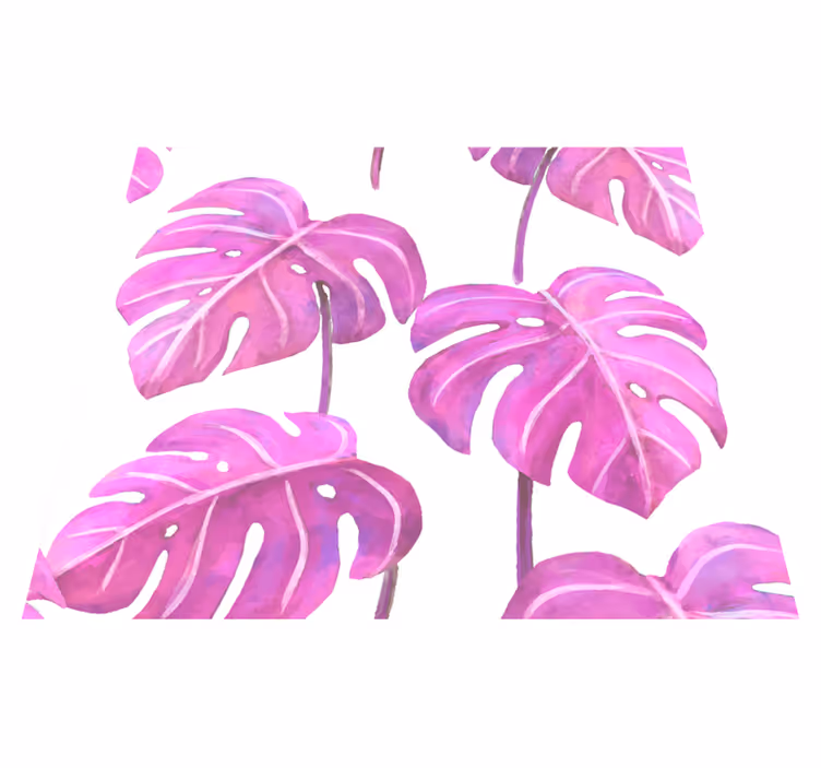 Prírodný vinylový koberec rúžová maľovaná monstera - Tenstickers
