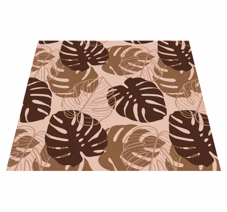 Prírodný vinylový koberec hnedý tón monstera deliciosa - Tenstickers