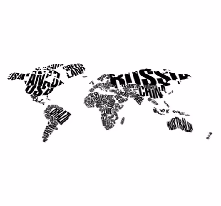 Vinylový koberec s mapou sveta názvy krajín - Tenstickers