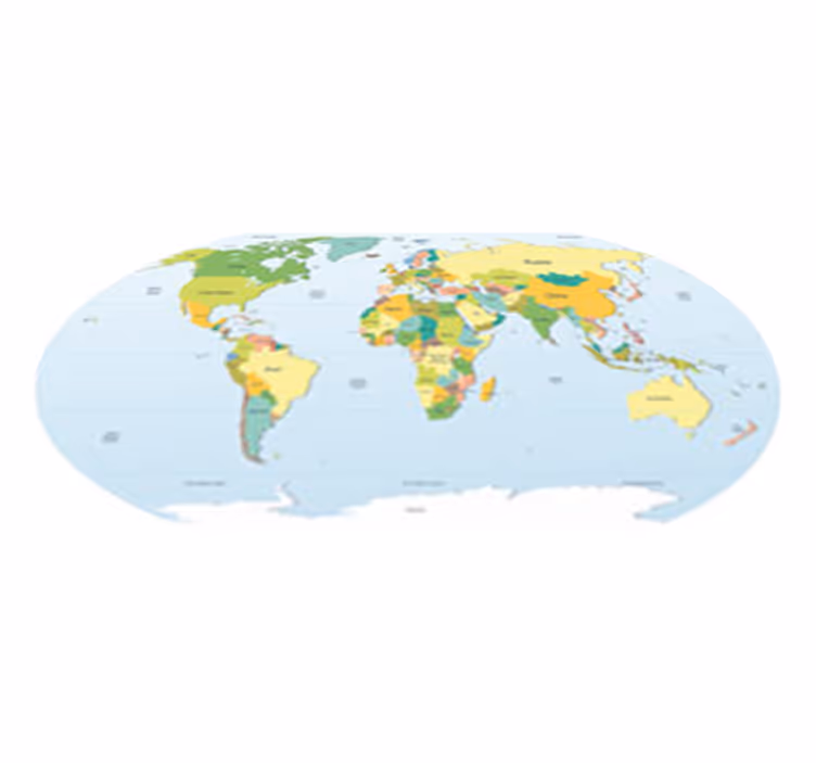 Vinylový koberec s mapou sveta politická dekorácia - Tenstickers