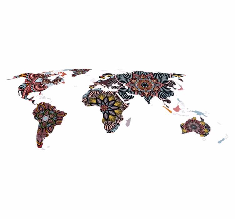 Vinylový koberec s mapou sveta mandala mapamundi - Tenstickers