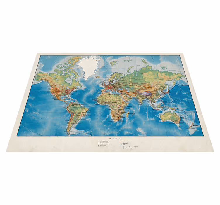 Vinylový kvoberec s mapou sveta mercator - Tenstickers