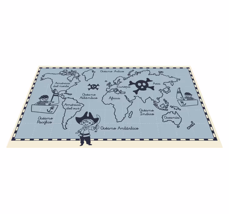 Vinylový koberec s mapou sveta pirát - Tenstickers