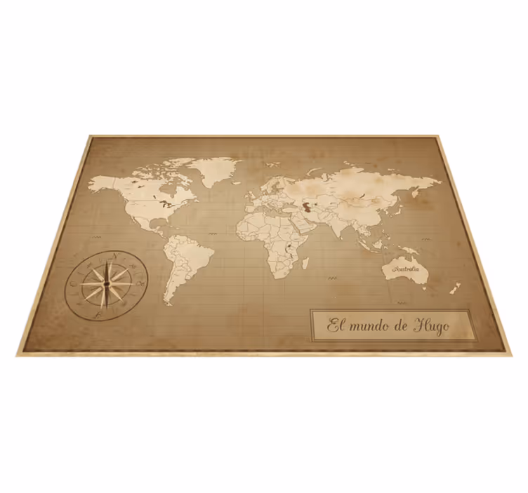Vinylový koberec s mapou sveta vintage mapa s menom - Tenstickers