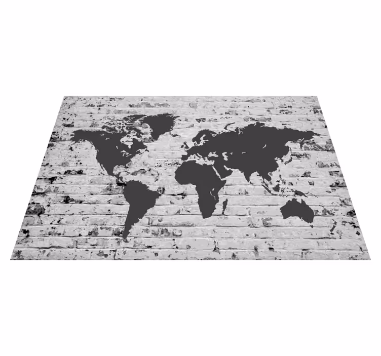 Vinylový koberec s mapou sveta bielych tehál - Tenstickers