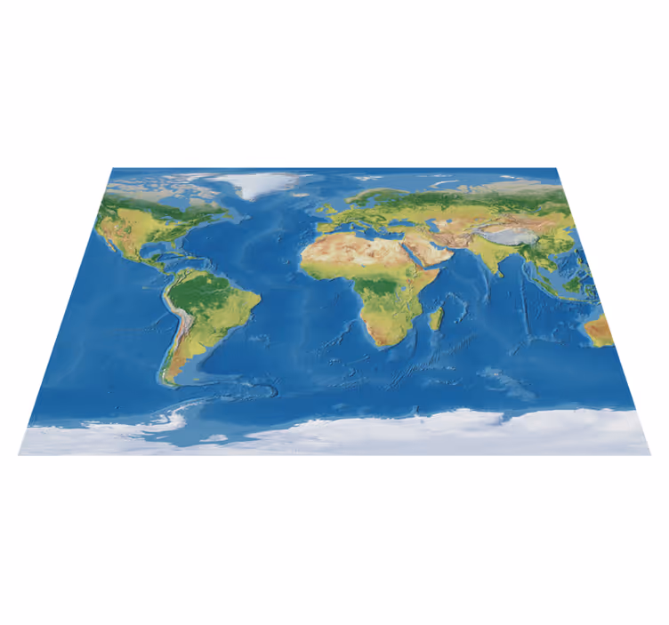 Vinylový koberec s mapou sveta geograficky realistickou - Tenstickers