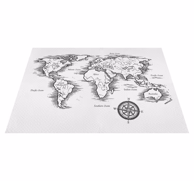 Vinylový koberec s mapou sveta elegantný nákres - Tenstickers