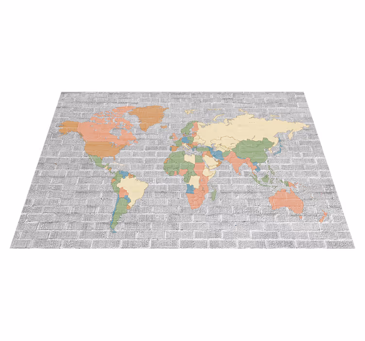Vinylový koberec s mapou sveta v kamennom vzore - Tenstickers