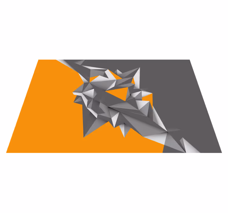 Vinylový koberec s geometrickými tvarmi v sivej a oranžovej - Tenstickers