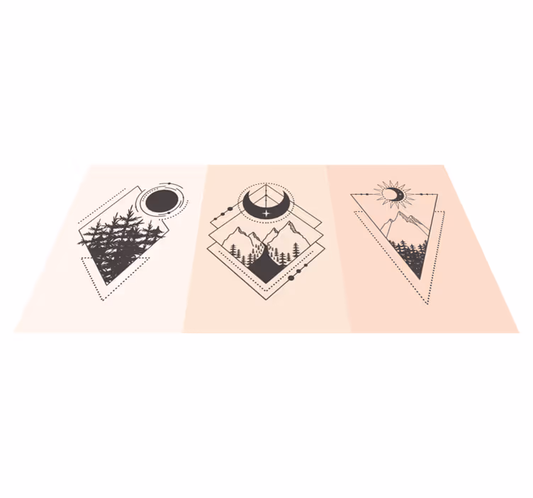 Vinylový koberec s geometrickými tvarmi strom a mesiac - Tenstickers
