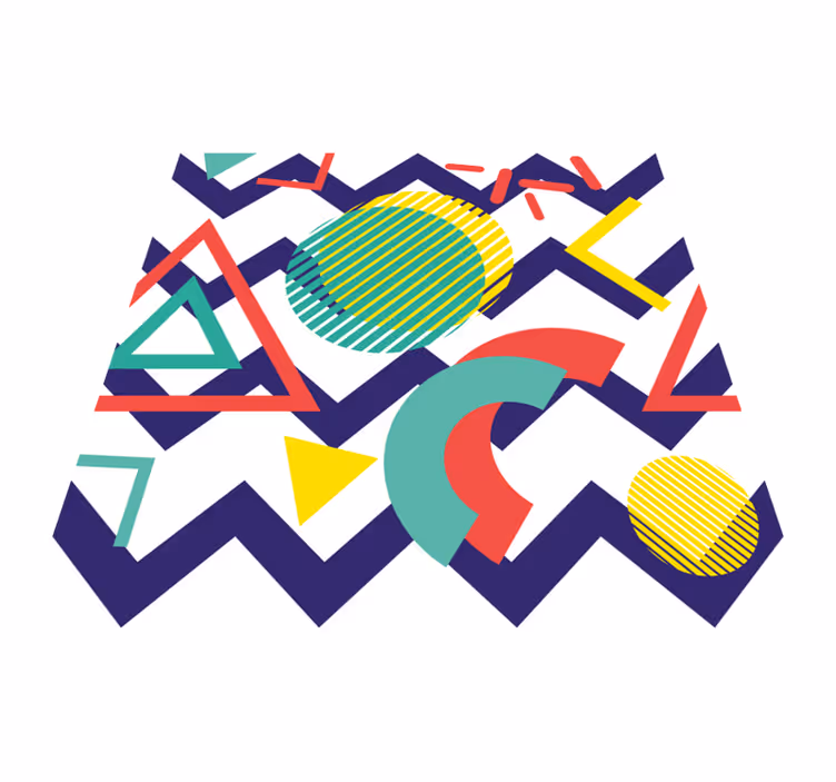 Vinylový koberec s geometrickými tvarmi v silných farbách - Tenstickers