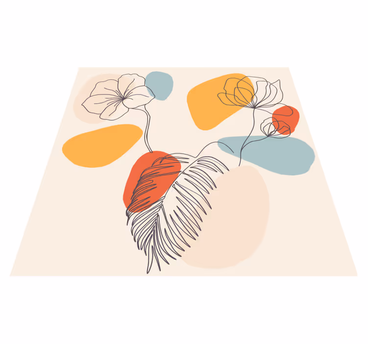 Vinylový koberec s geometrickými tvarmi a botanickým motívom - Tenstickers