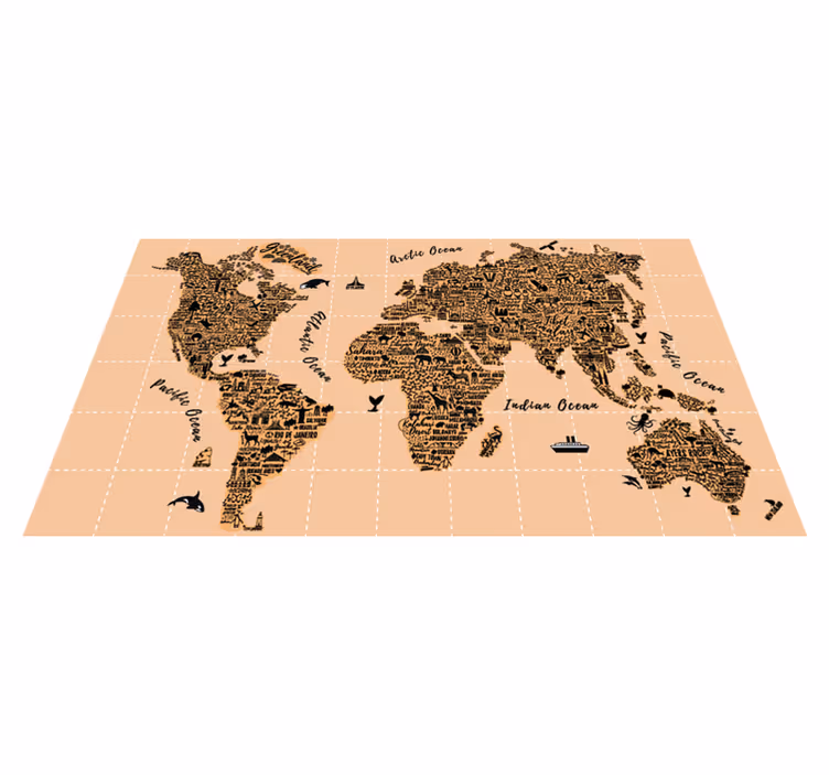 Vinylový koberec s mapou sveta mesto - Tenstickers