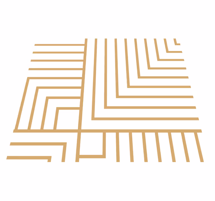 Vinylový koberec do obývačky biela a zlatá geometria - Tenstickers