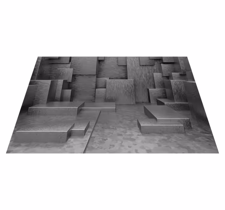 Sivý vinylový koberec geometrické abstraktné bloky - Tenstickers