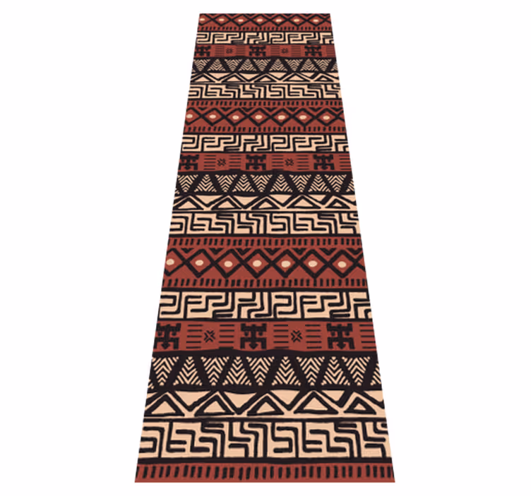 Vinylový koberec do chodby s tmavočerveným vzorom tribal - Tenstickers