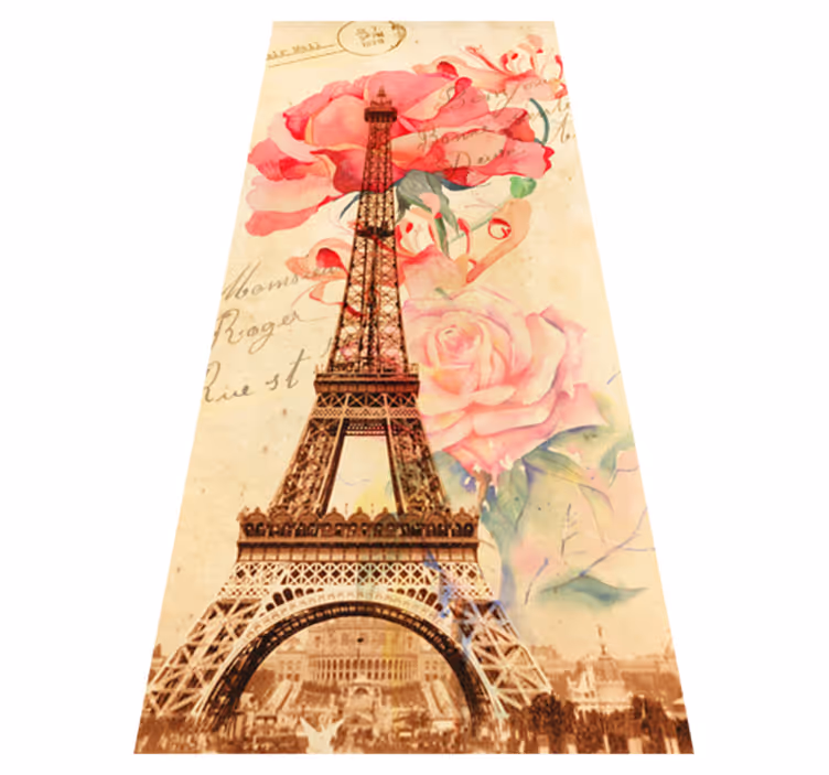 Béžový vinylový koberec retro štýlu z paríža - Tenstickers