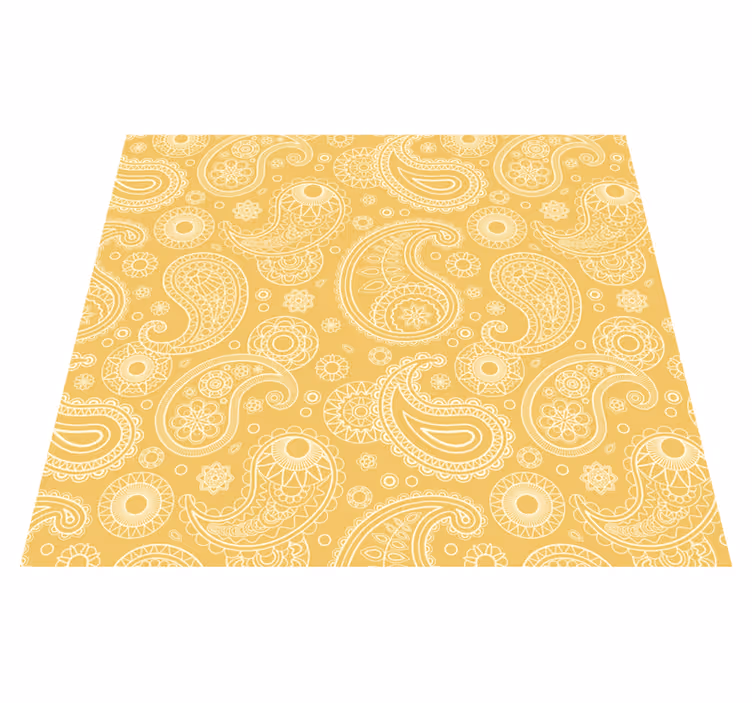 Žltý vinylový koberec arabský paisley - Tenstickers