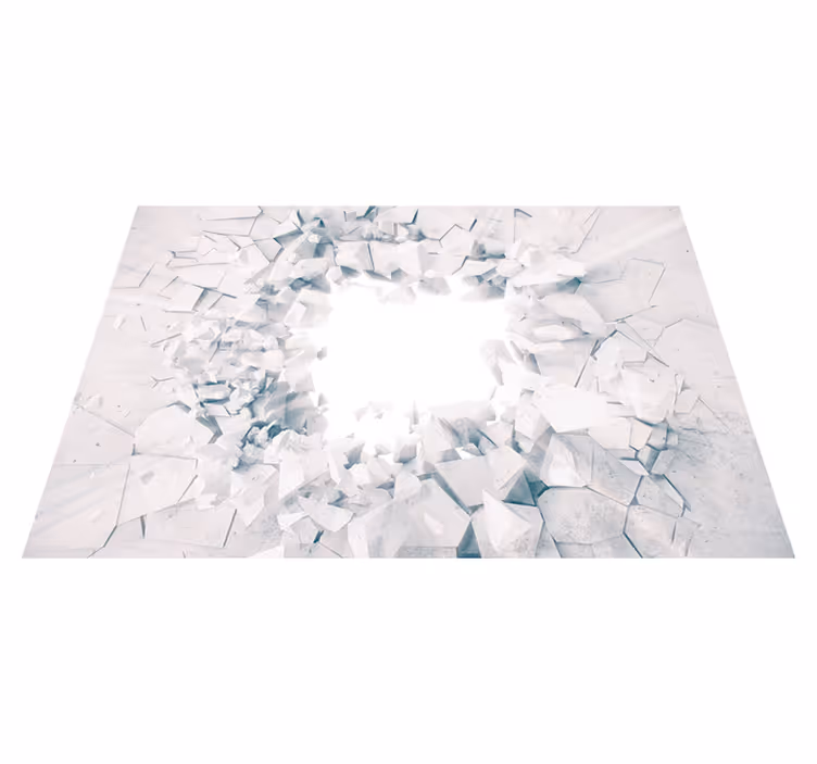 Biely vinylový koberec s explodujúcimi geometrickými tvarmi - Tenstickers