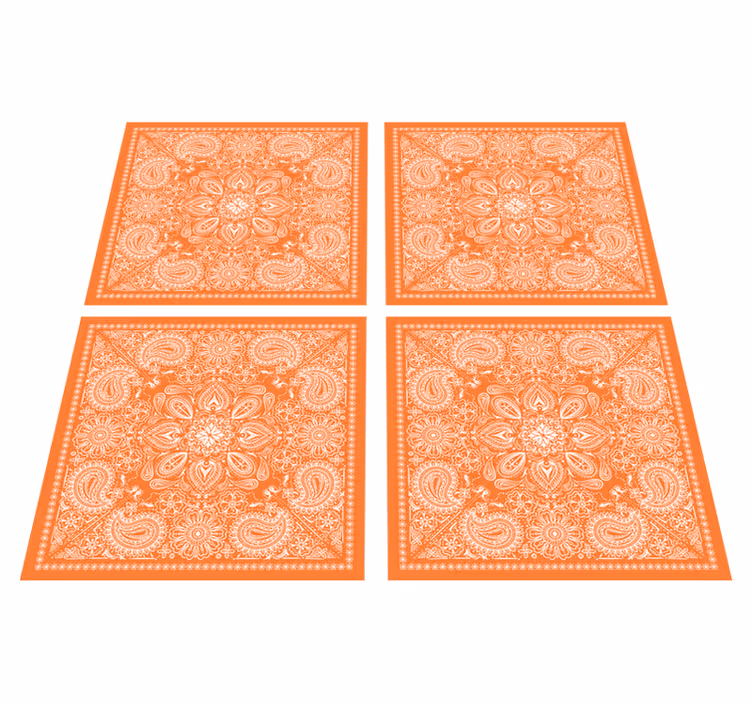 Oranžový vinylový koberec s paisley dlažbou - Tenstickers