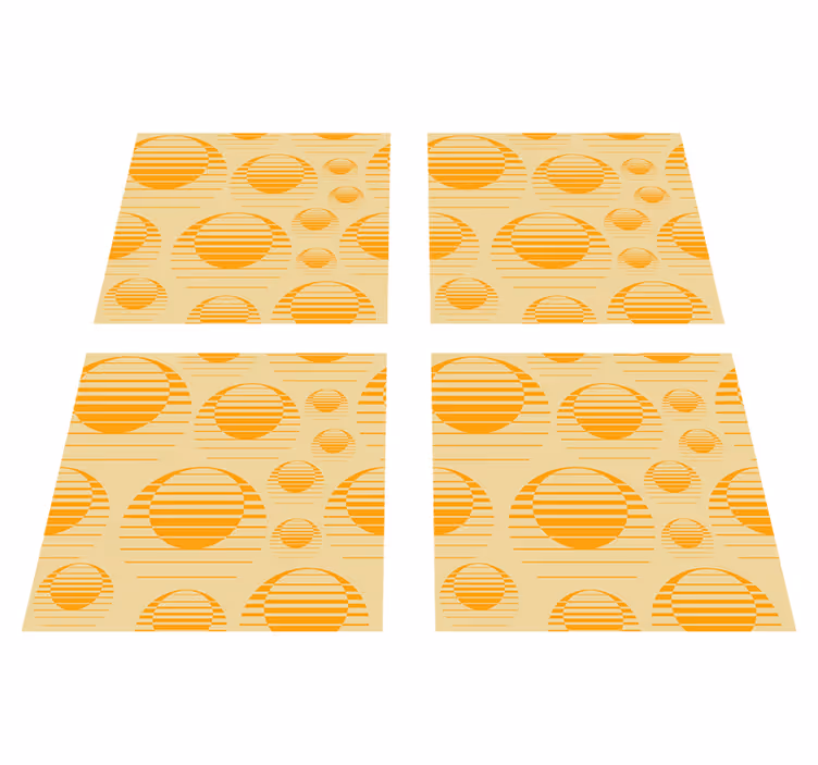 Oranžový vinylový koberec retro slnečný motív - Tenstickers